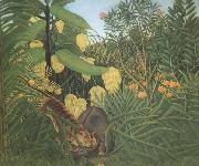 Henri Rousseau Fight Between Tiger and Buffalo painting